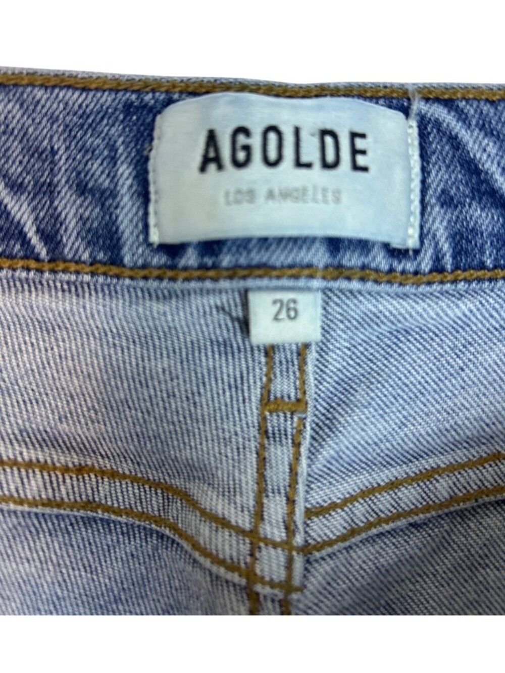 AGOLDE Women's 26 High Rise Distressed Cropped Jeans Button Fly Frayed Hem - Picture 3 of 12